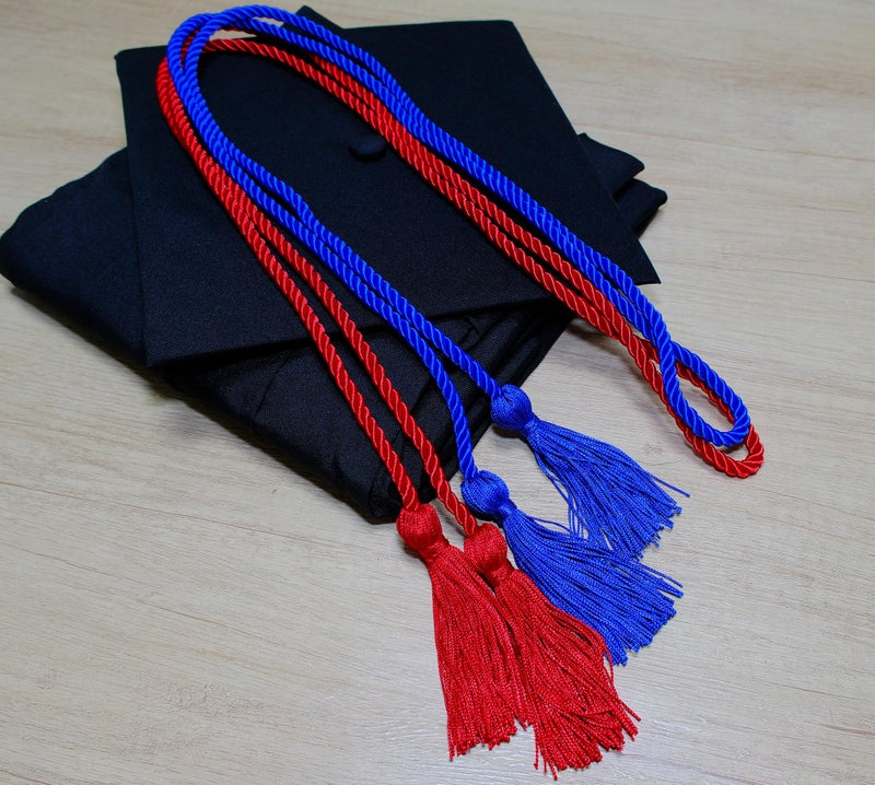 UIALECG Double Graduation Honor Cords - Red and Royal Blue,68" Long - Image 2